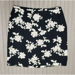 Talbots Skirt, Women's Plus 18W, Black & White Floral, Straight, Knee Length